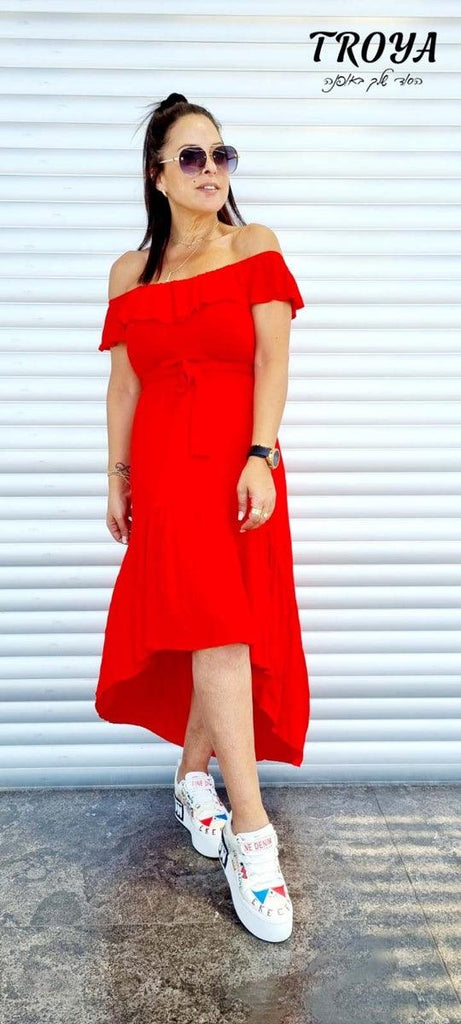 שמלה לירז אדום - misskakao.co.il