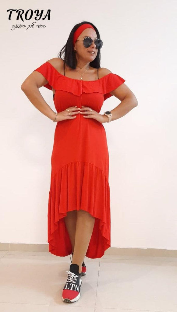 שמלה לירז אדום - misskakao.co.il
